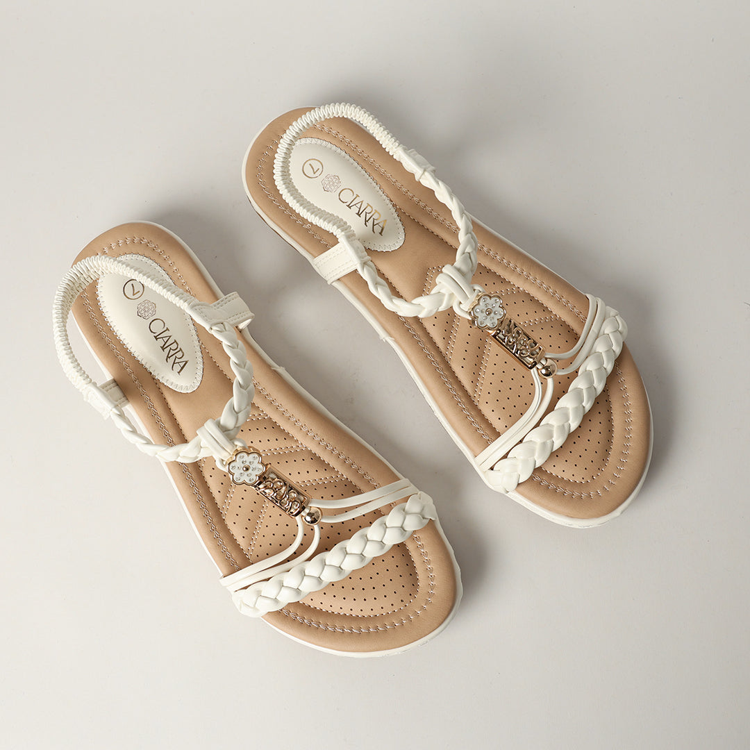 Weave Comfort Sandal.Gold Trim Detail.