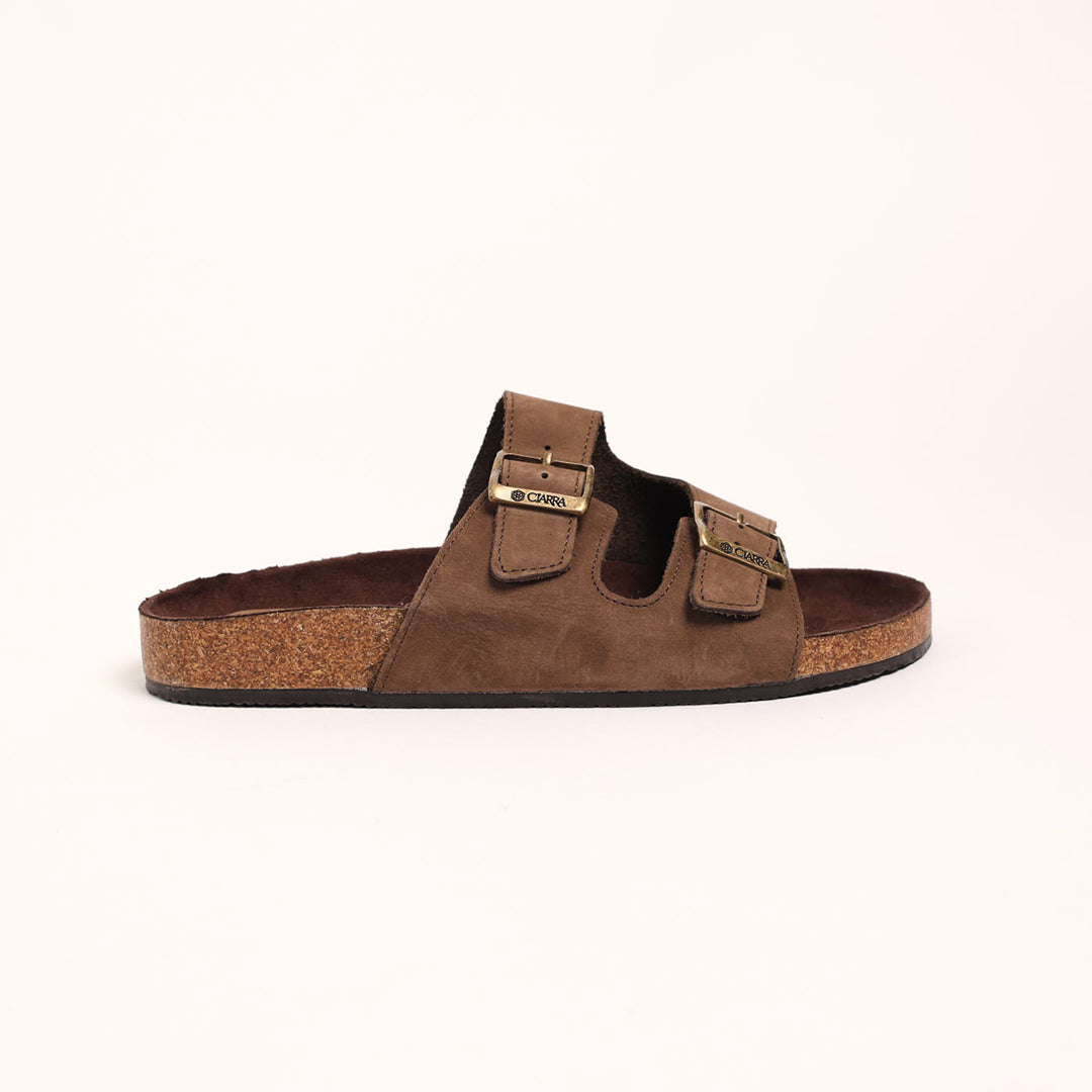 Suede Leather Birk Sandal.Anqtiue Gold Buckles.