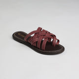 Criss Cross Push In Leather Sandal