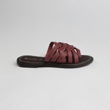 Criss Cross Push In Leather Sandal