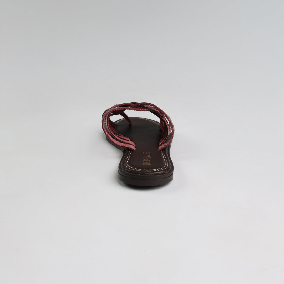 Criss Cross Push In Leather Sandal