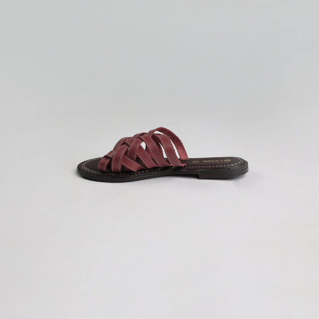 Criss Cross Push In Leather Sandal
