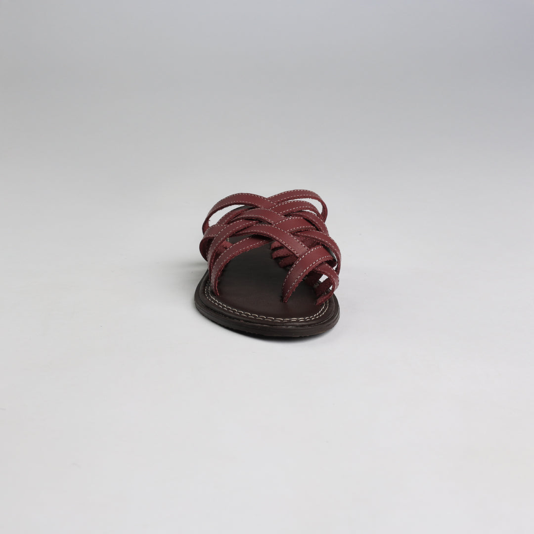 Criss Cross Push In Leather Sandal