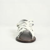 Criss Cross Leather Strappy Sandal.Double Buckle Detail.