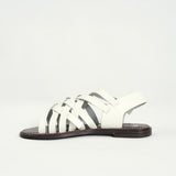 Criss Cross Leather Strappy Sandal.Double Buckle Detail.