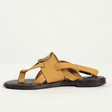 Thong leather Strappy Sandal.Antique Gold Circle Trim.