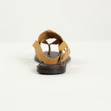 Thong leather Strappy Sandal.Antique Gold Circle Trim.