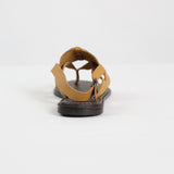 Thong leather Strappy Sandal.Antique Gold Circle Trim.
