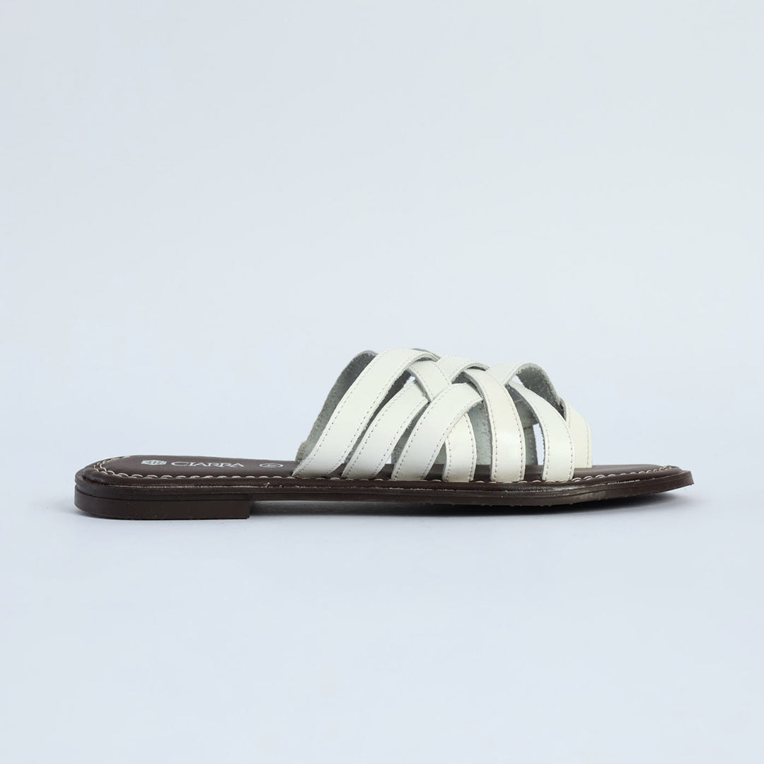 Criss Cross Push In Leather Sandal