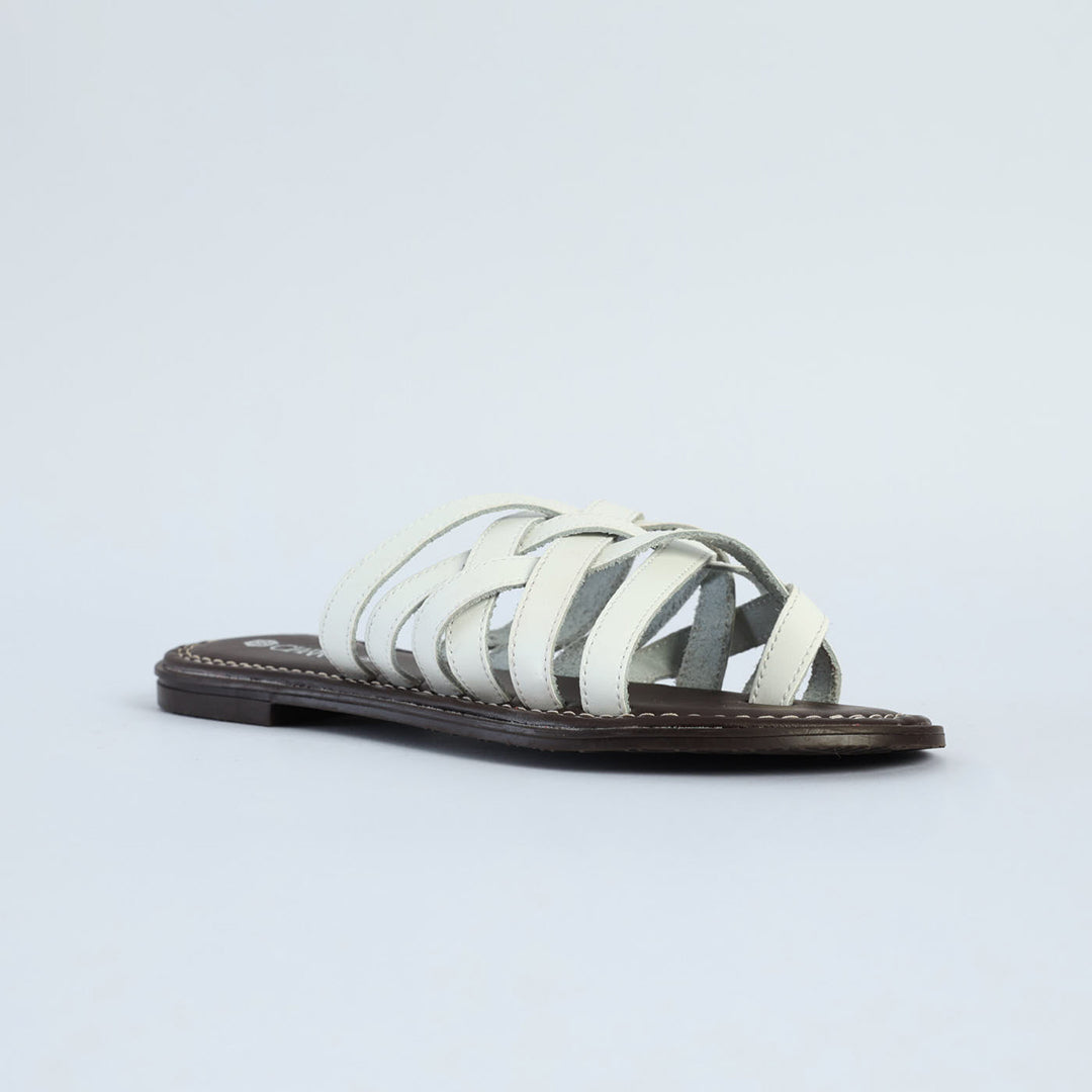 Criss Cross Push In Leather Sandal