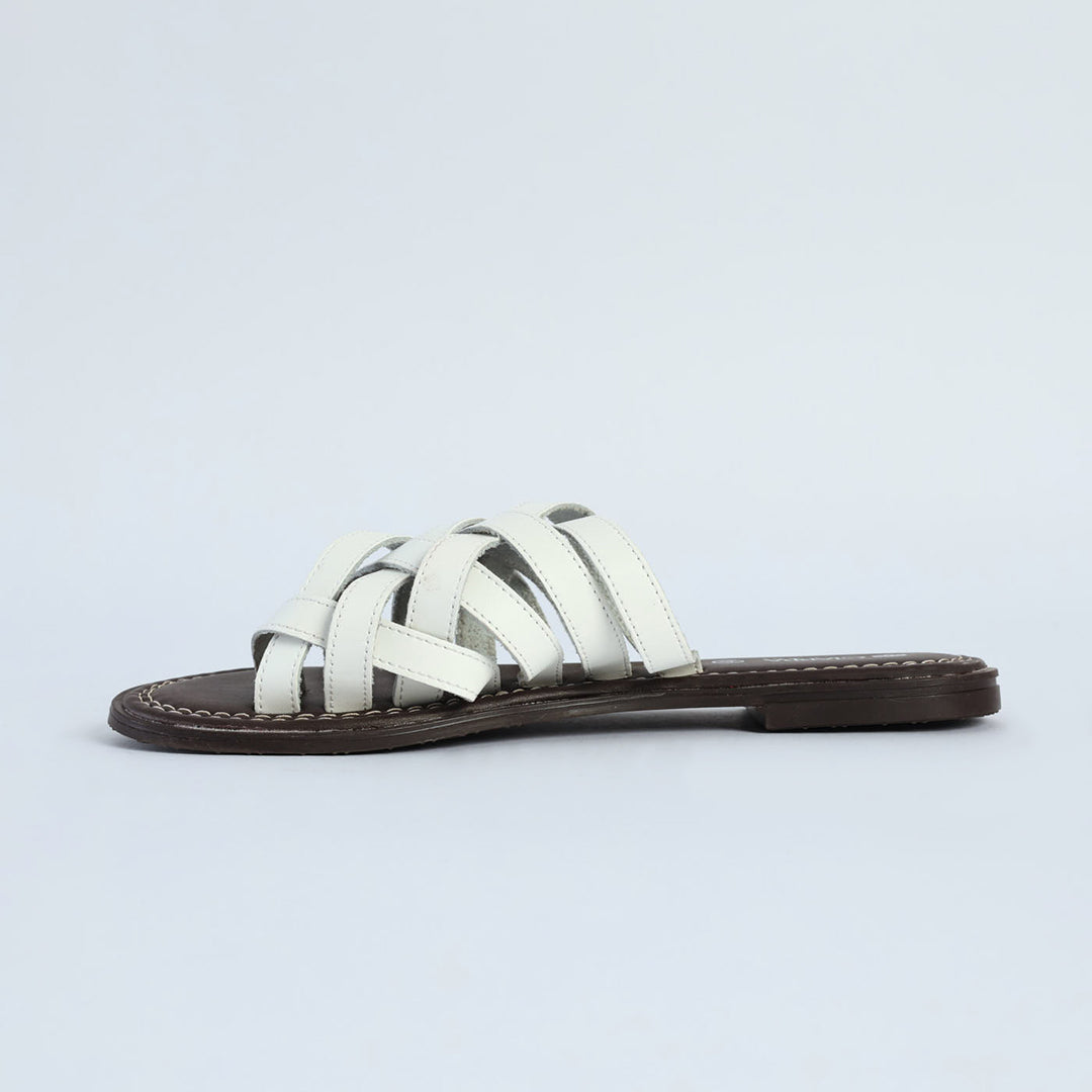 Criss Cross Push In Leather Sandal