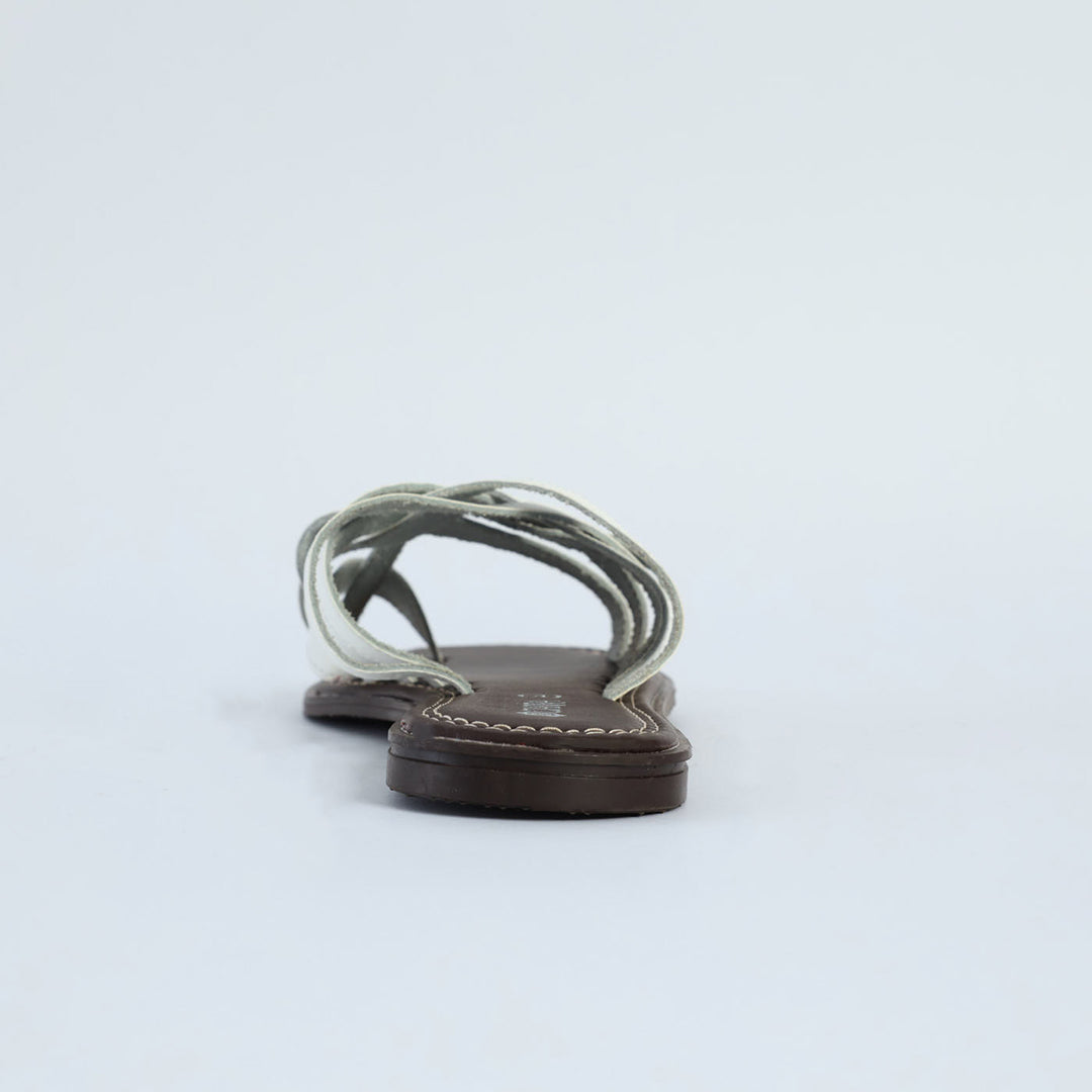 Criss Cross Push In Leather Sandal