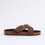 Leather Thong Birk Sandal.Antqiue Gold Buckle.