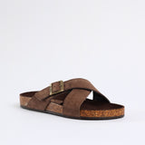 Leather Thong Birk Sandal.Antqiue Gold Buckle.