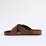 Leather Thong Birk Sandal.Antqiue Gold Buckle.