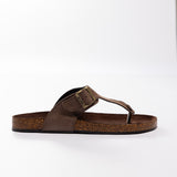 Leather Thong Birk Sandal.Antqiue Gold Buckle.