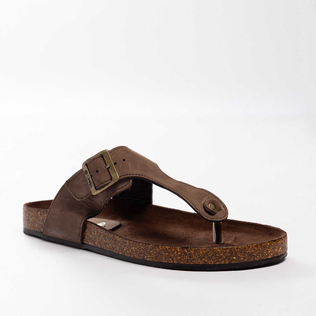Leather Thong Birk Sandal.Antqiue Gold Buckle.