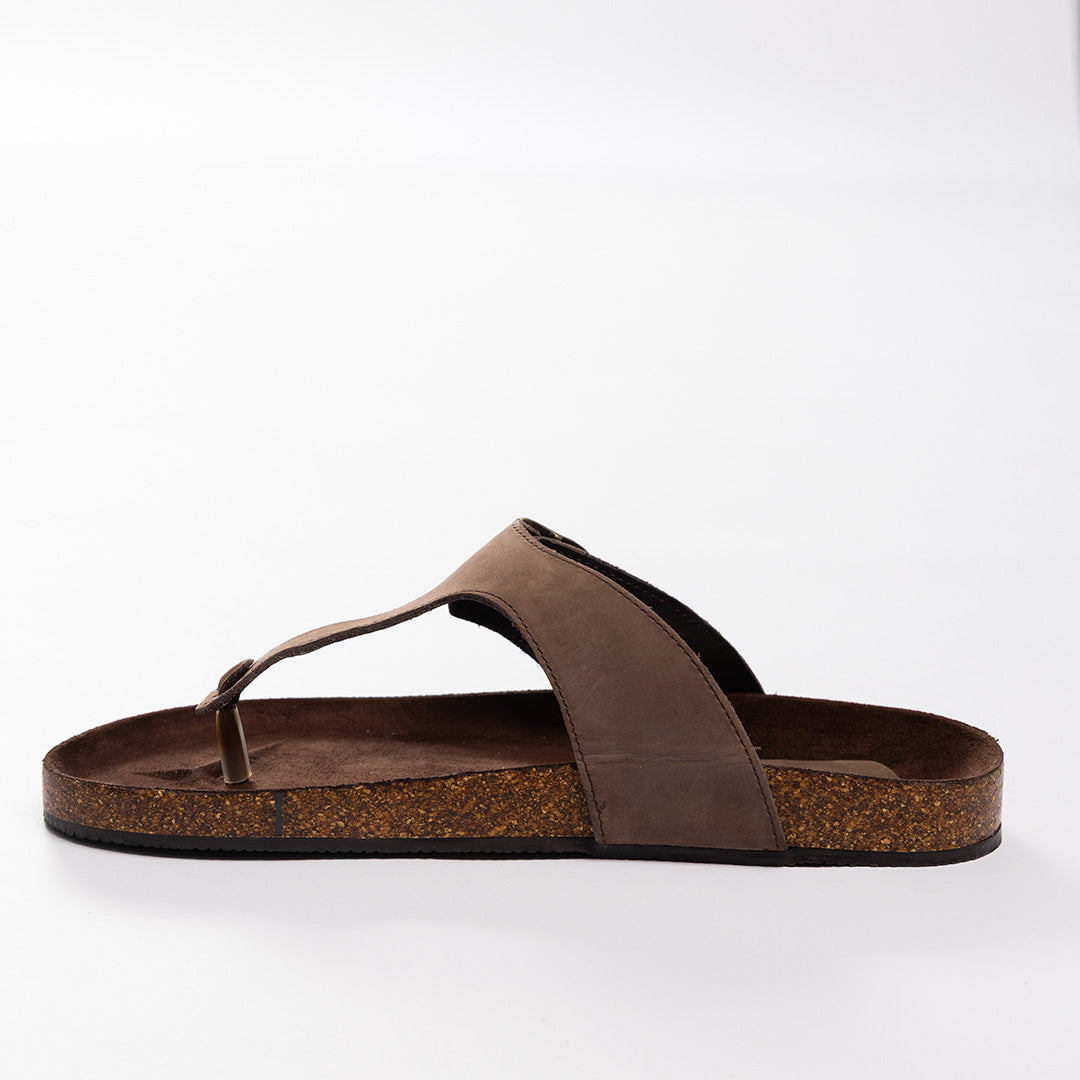 Leather Thong Birk Sandal.Antqiue Gold Buckle.