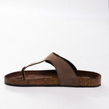 Leather Thong Birk Sandal.Antqiue Gold Buckle.