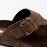 Leather Thong Birk Sandal.Antqiue Gold Buckle.