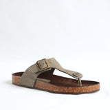 Leather Thong Birk Sandal.Anqtiue Gold Buckle.