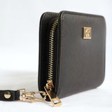 Mini Zip Around Wallet.Pu Strap Detail.
