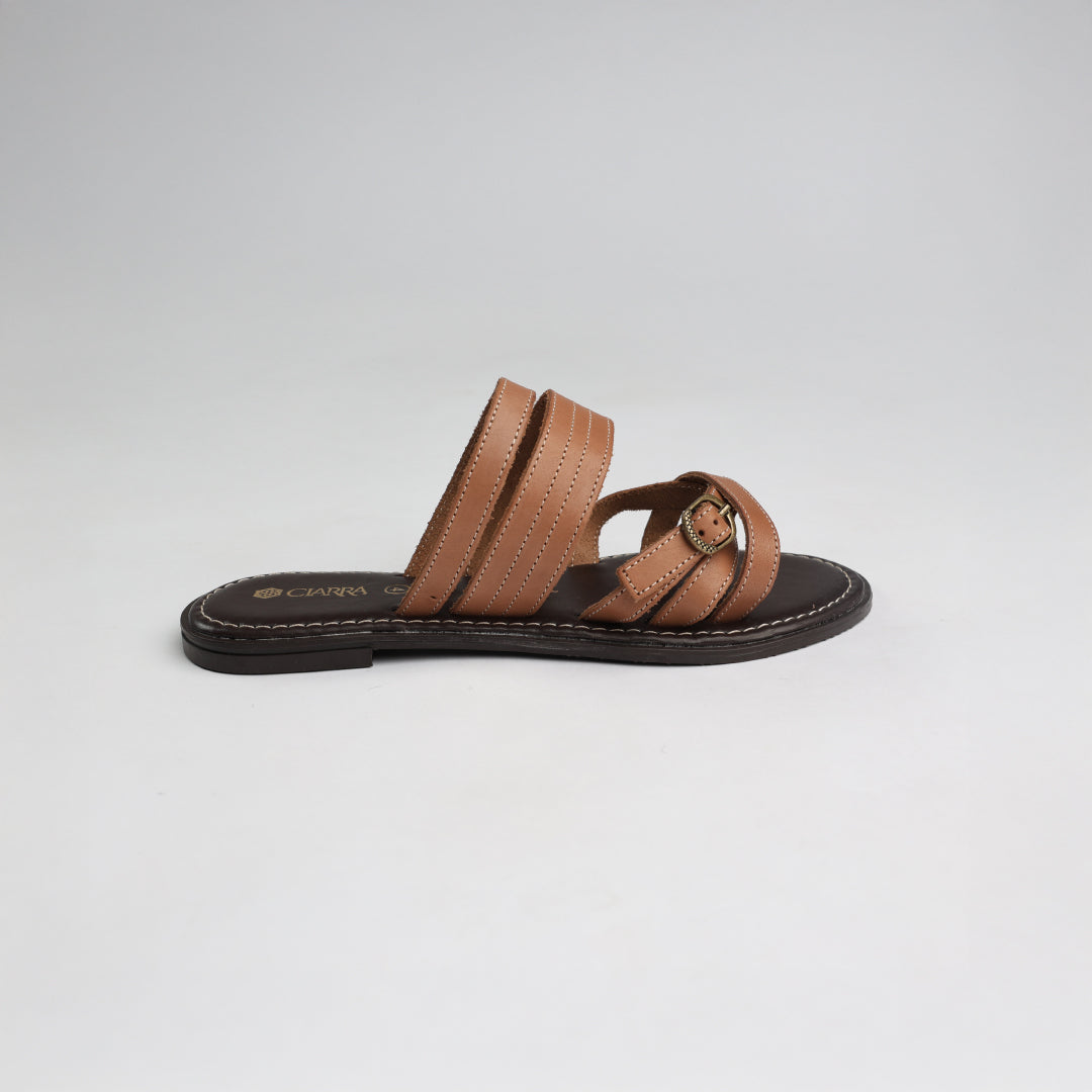 Bone Strappy Push In Sandal