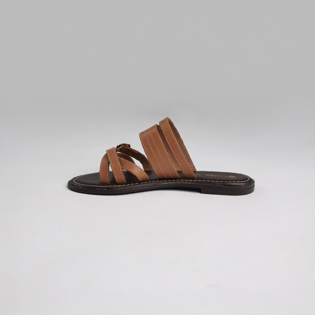 Bone Strappy Push In Sandal