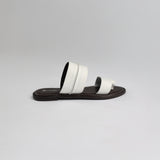 Leather Toe Push In Sandal.Raw Stitch Detail.