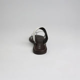 Leather Toe Push In Sandal.Raw Stitch Detail.