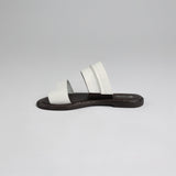 Leather Toe Push In Sandal.Raw Stitch Detail.