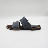 Suede Leather Double Push In Sandal.Randed Outsole.