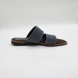 Suede Leather Double Push In Sandal.Randed Outsole.
