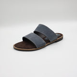 Suede Leather Double Push In Sandal.Randed Outsole.