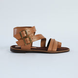 Leather Gladiator.Double Buckle.Randed Outsole.