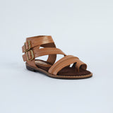 Leather Gladiator.Double Buckle.Randed Outsole.