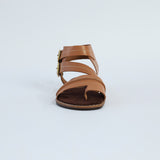 Leather Gladiator.Double Buckle.Randed Outsole.