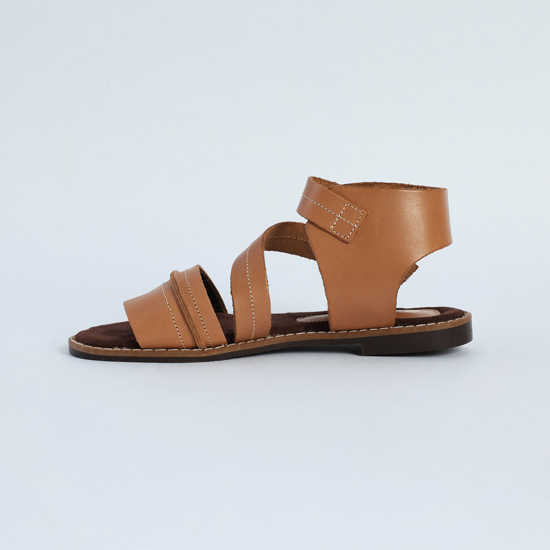 Leather Gladiator.Double Buckle.Randed Outsole.