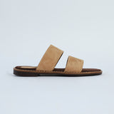 Suede Leather Double Push In Sandal.Randed Outsole.