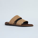 Suede Leather Double Push In Sandal.Randed Outsole.