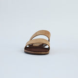 Suede Leather Double Push In Sandal.Randed Outsole.