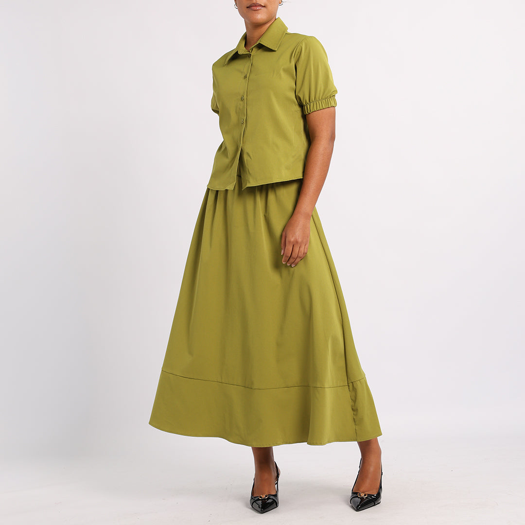 Alora Ladies chartuse shirt