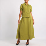 Alora Ladies chartuse shirt