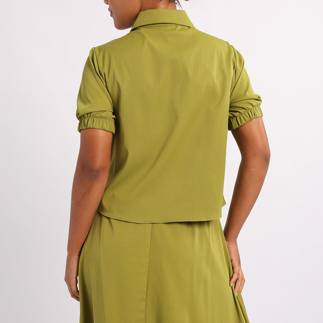 Alora Ladies chartuse shirt
