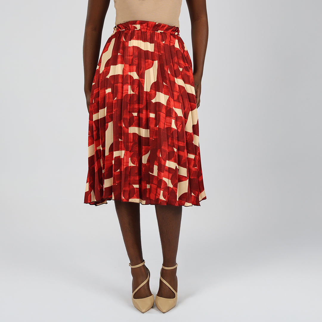 Alora Ladies Red/Cream Skirt