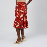 Alora Ladies Red/Cream Skirt
