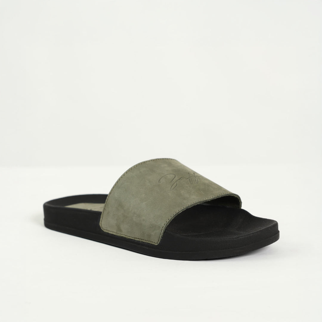 Suede Leather Slide.Zaff Embossing.
