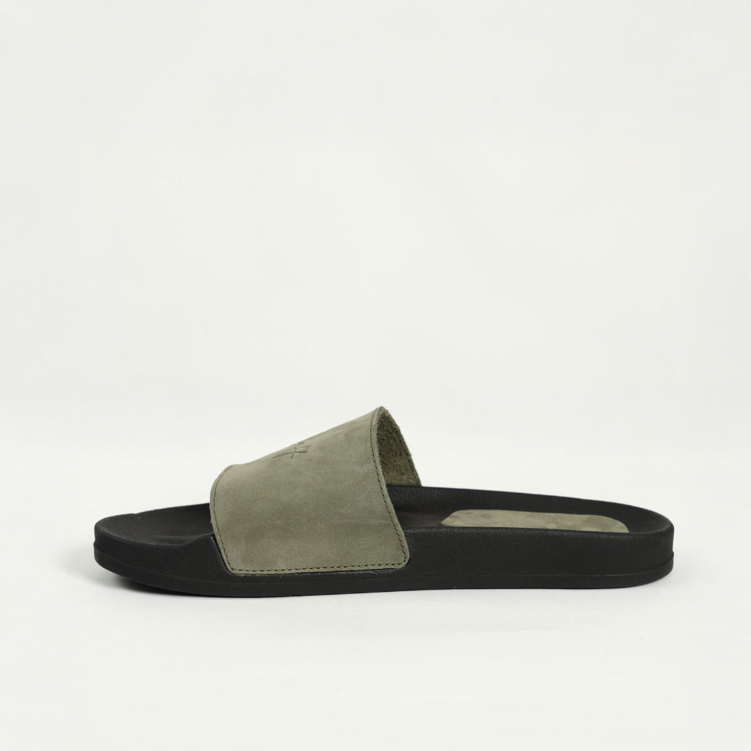 Suede Leather Slide.Zaff Embossing.