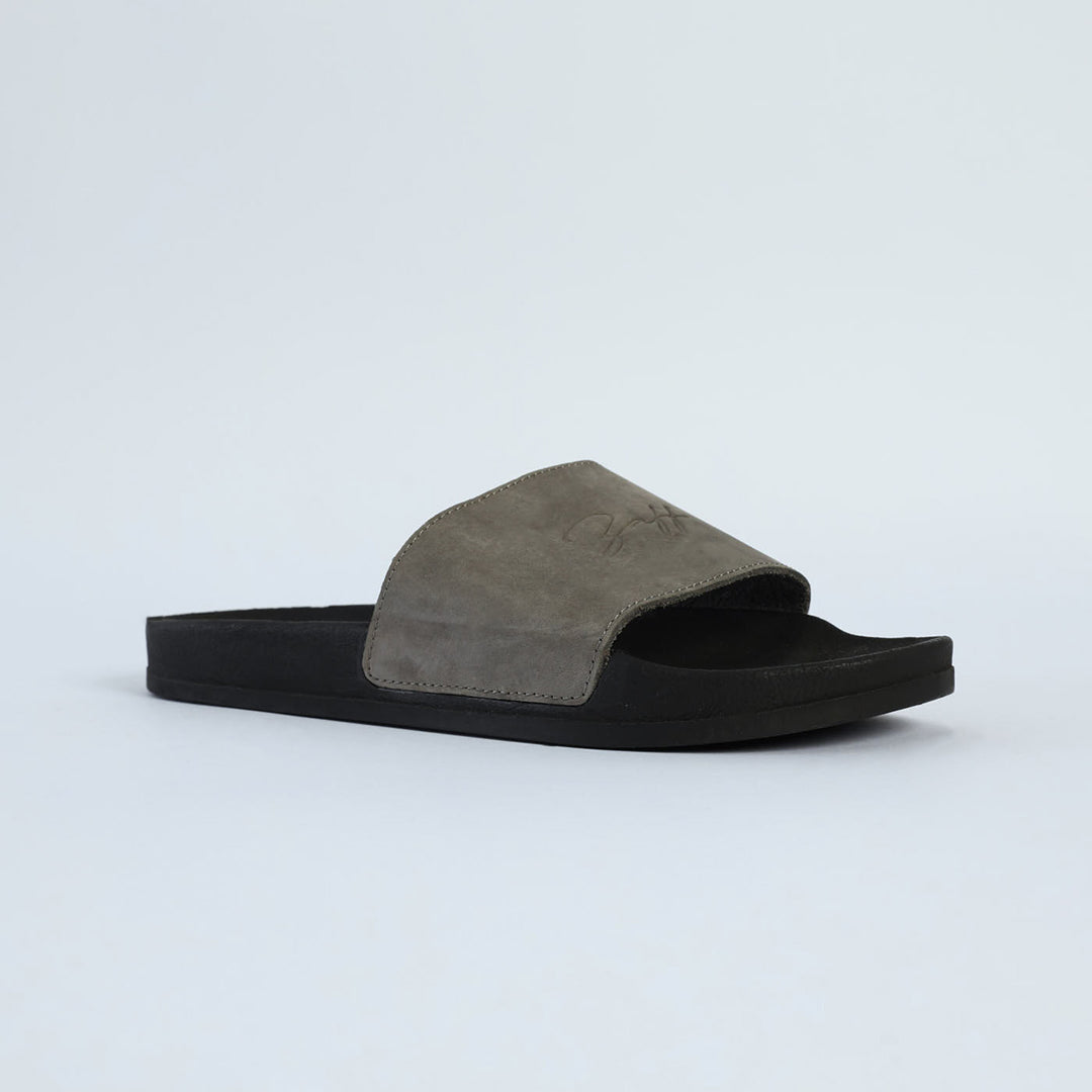 Suede Leather Slide.Zaff Embossing.