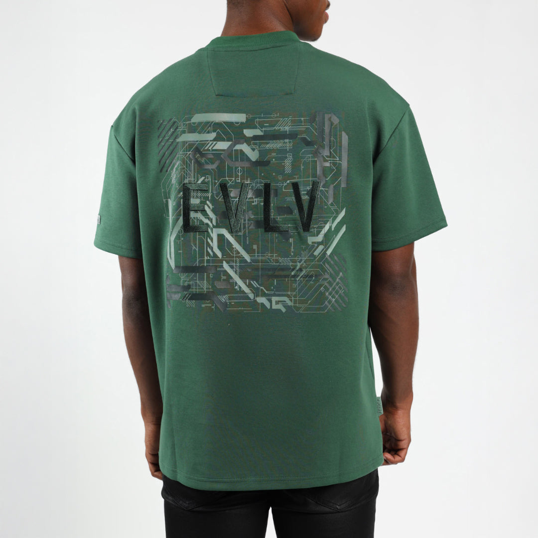 Evolve Dark Green Printed Tee